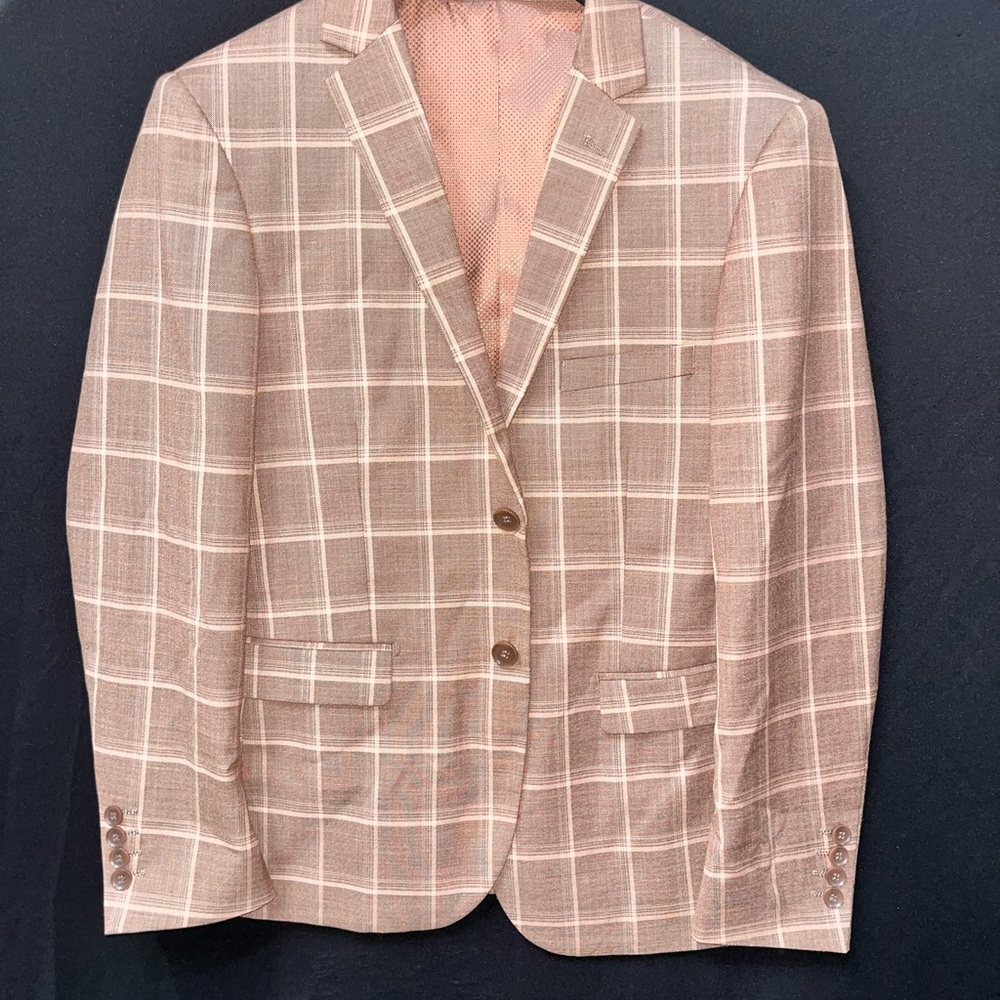 Men's Tan Checkered Blazer